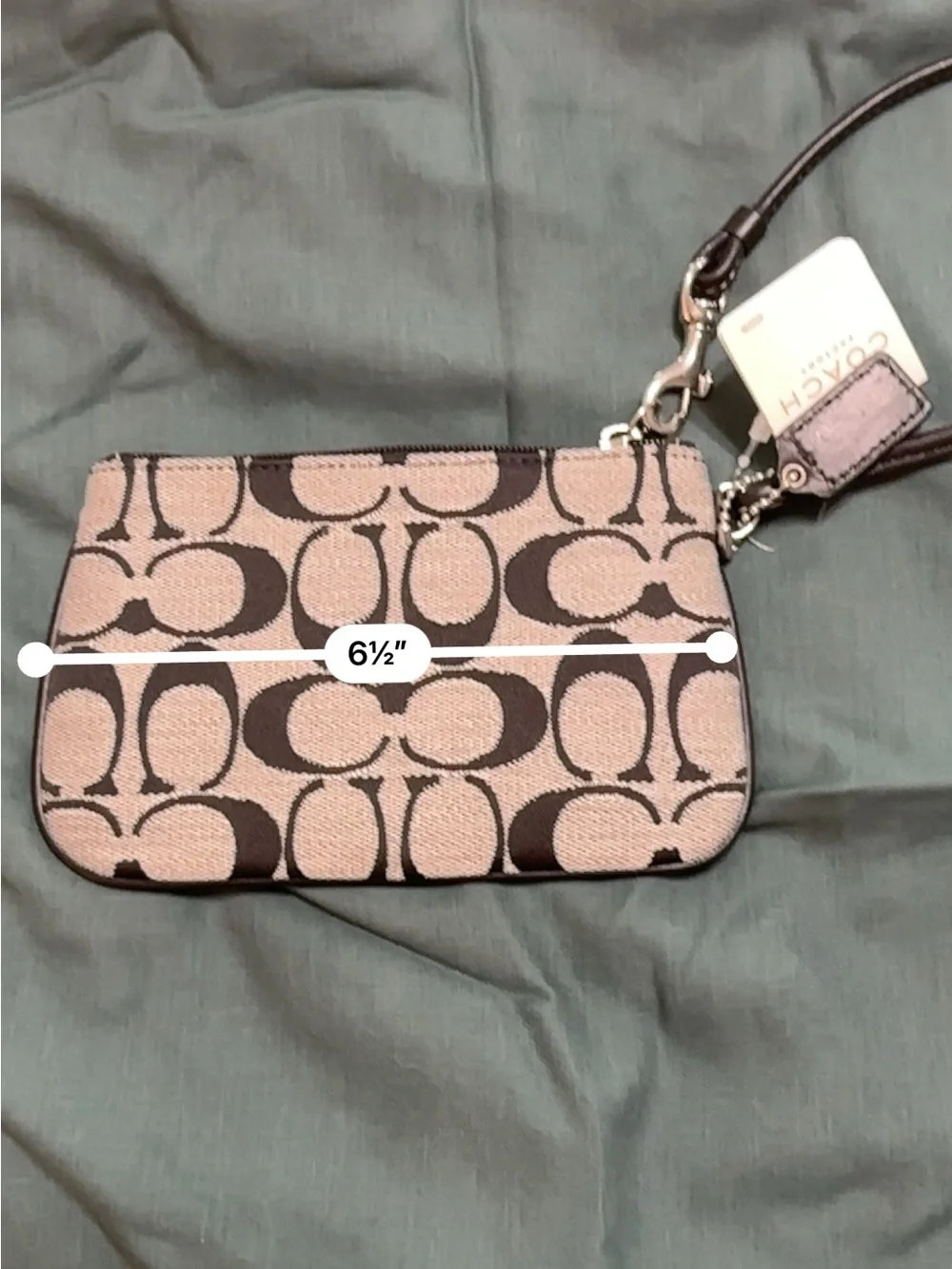 NWT Coach Signature Wristlet | Black & Gray Monogram Zip Pouch - Picture 3 of 8